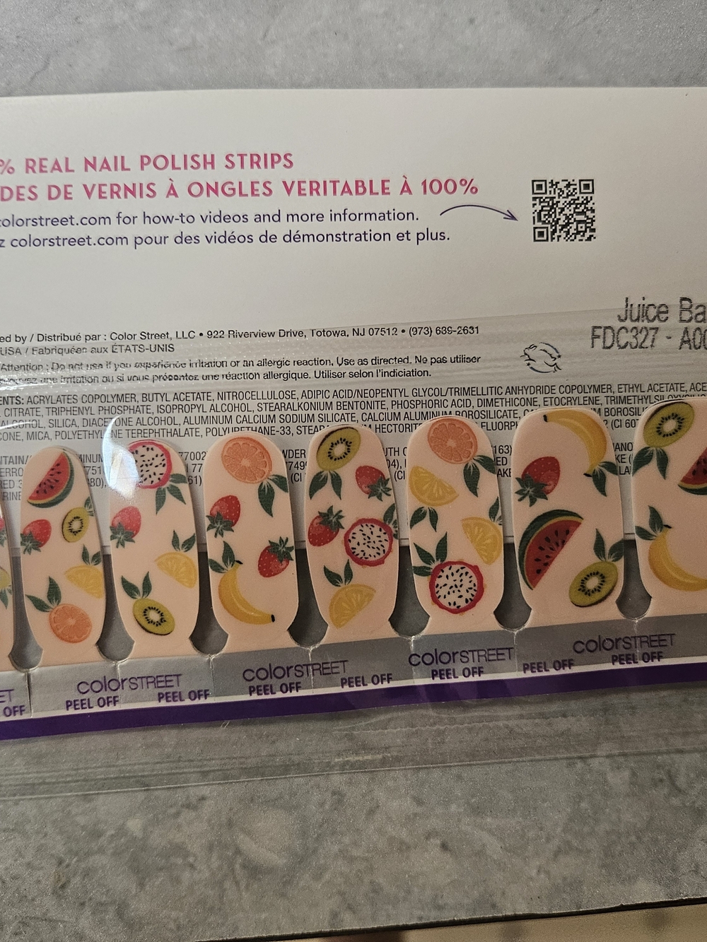 Color Street Fruit Pattern Nail Strips — Pink, Yellow & Green Tropical Design